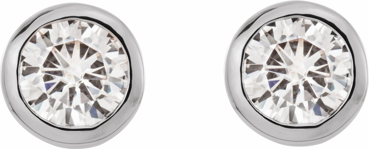 14K White 6.5 mm Round Forever Oneu2122 Moissanite Earrings