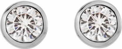 14K White 6.5 mm Round Forever Oneu2122 Moissanite Earrings