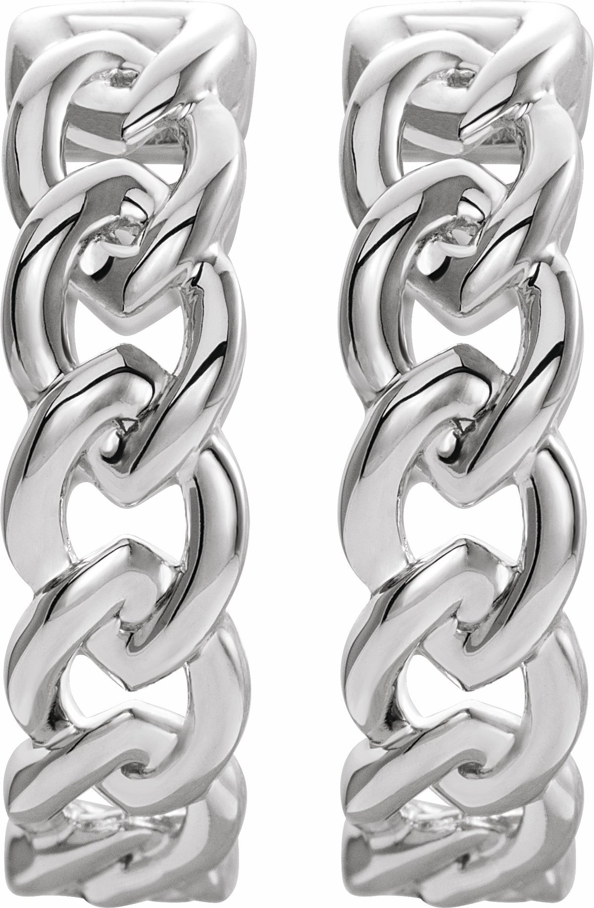 14K White 19.6 mm Chain Link Hoop Earrings