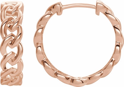 14K Rose 19.6 mm Chain Link Hoop Earrings