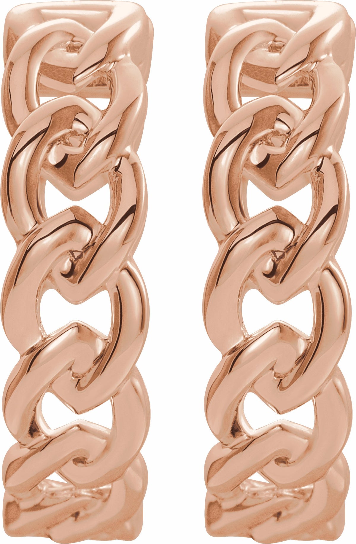 14K Rose 19.6 mm Chain Link Hoop Earrings