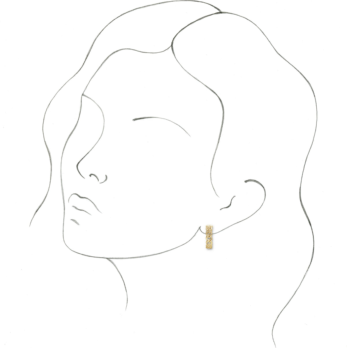 14K Rose 19.6 mm Chain Link Hoop Earrings