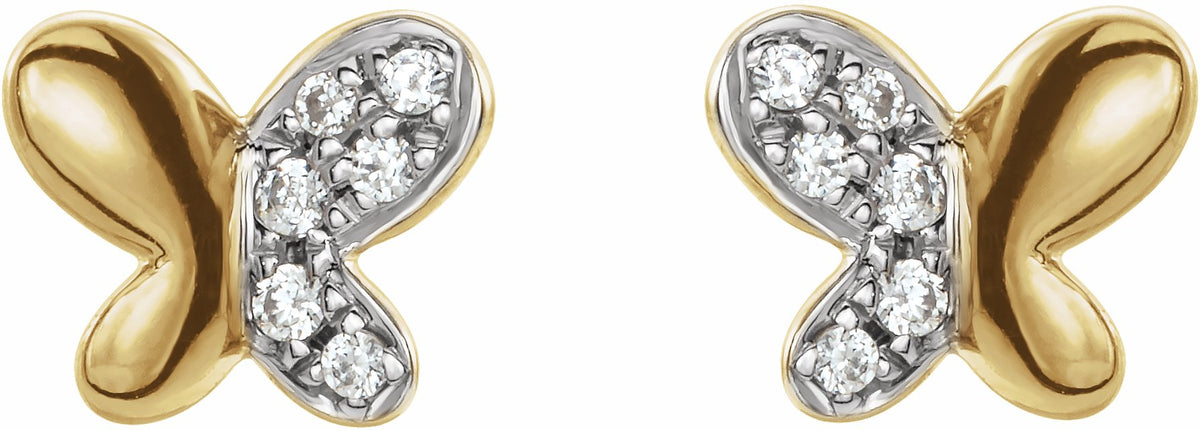 14K Yellow .04 CTW Diamond Butterfly Earrings
