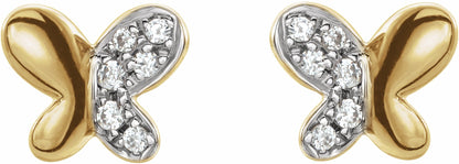 14K Yellow .04 CTW Diamond Butterfly Earrings
