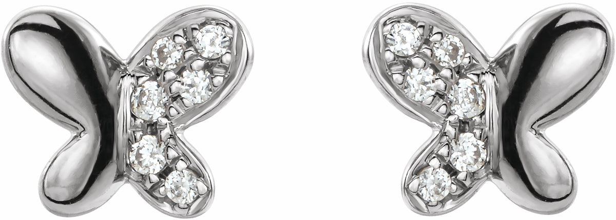 14K White .04 CTW Diamond Butterfly Earrings