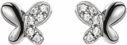 14K White .04 CTW Diamond Butterfly Earrings