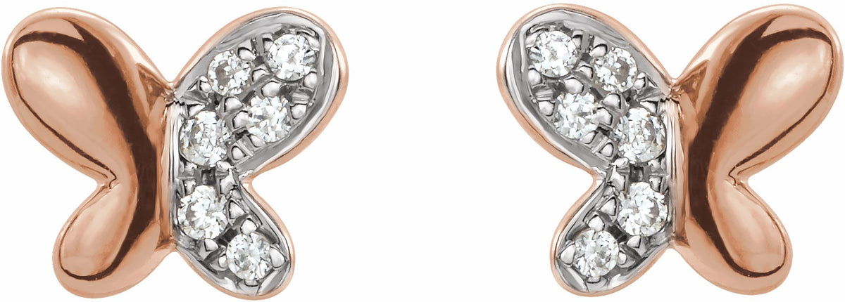 14K Rose .04 CTW Diamond Butterfly Earrings