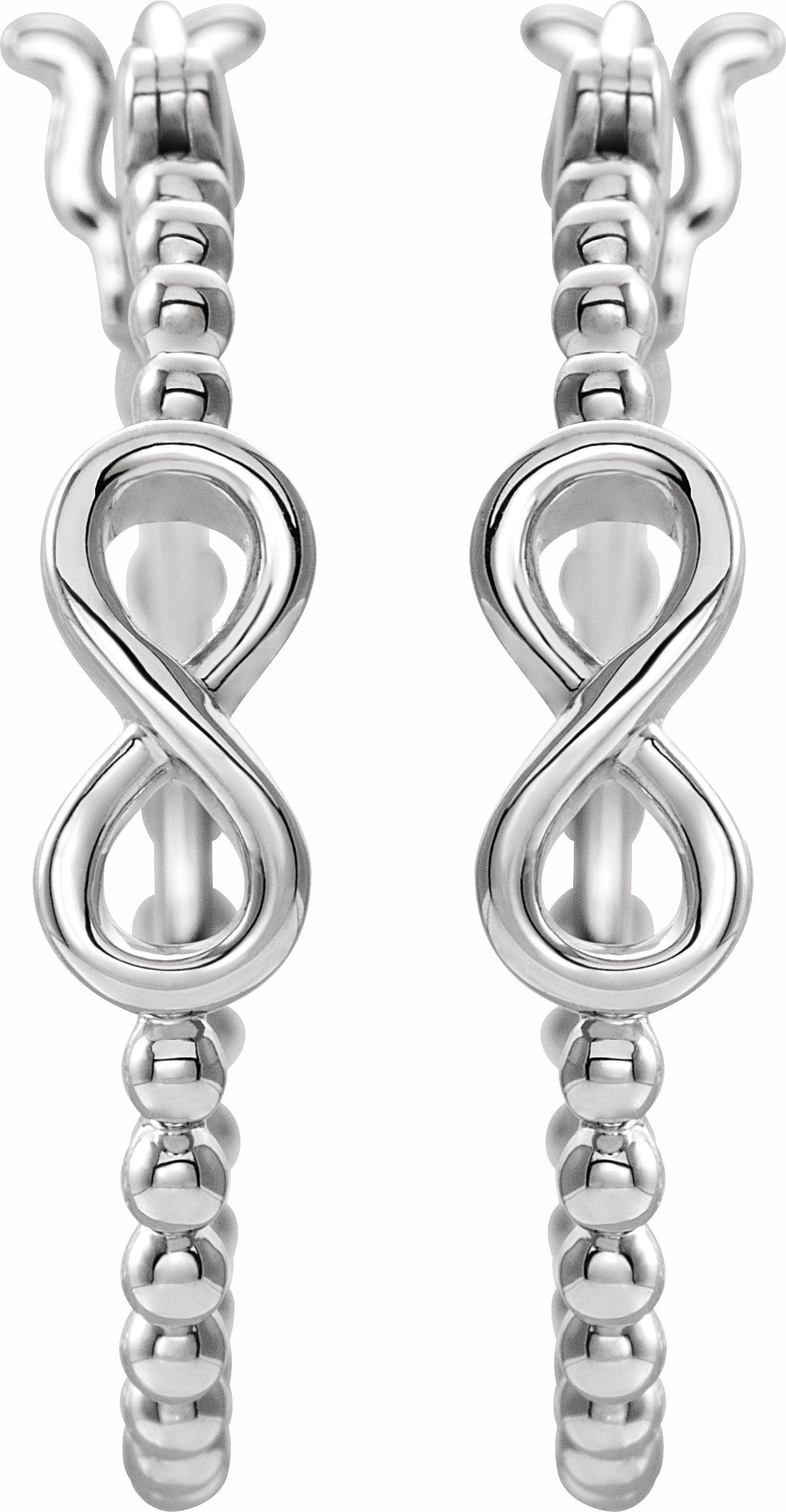 14K White 22.3 mm Infinity-Inspired Beaded Hoop Earrings