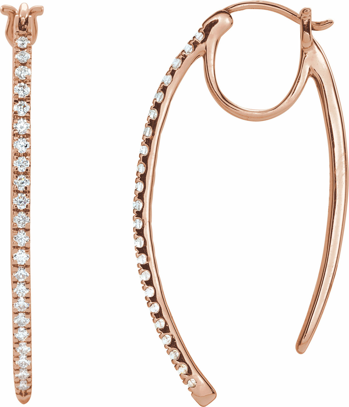 14K Rose 1/2 CTW Diamond Hoop Earrings