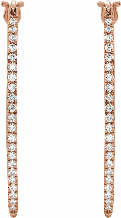 14K Rose 1/2 CTW Diamond Hoop Earrings