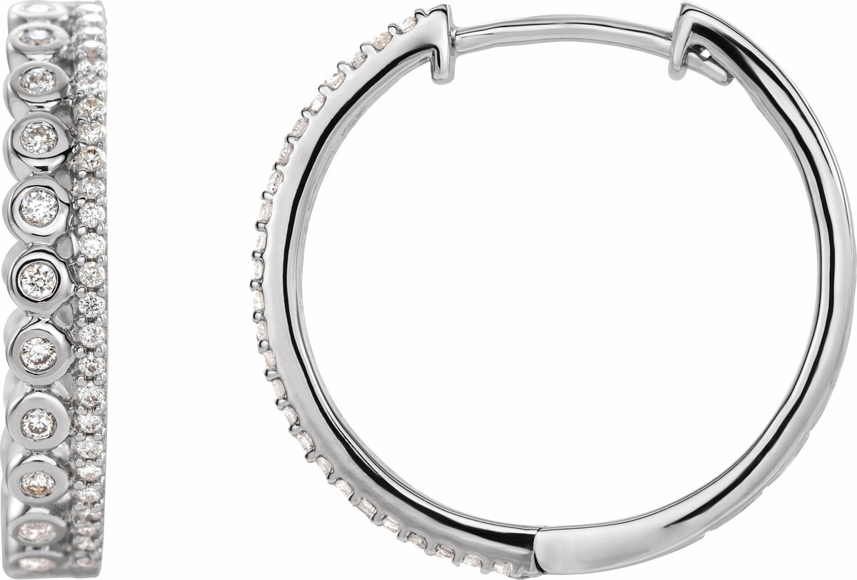 14K White 1/3 CTW Diamond Geometric Hoop Earrings