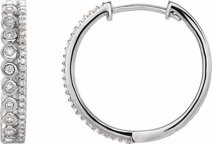 14K White 1/3 CTW Diamond Geometric Hoop Earrings