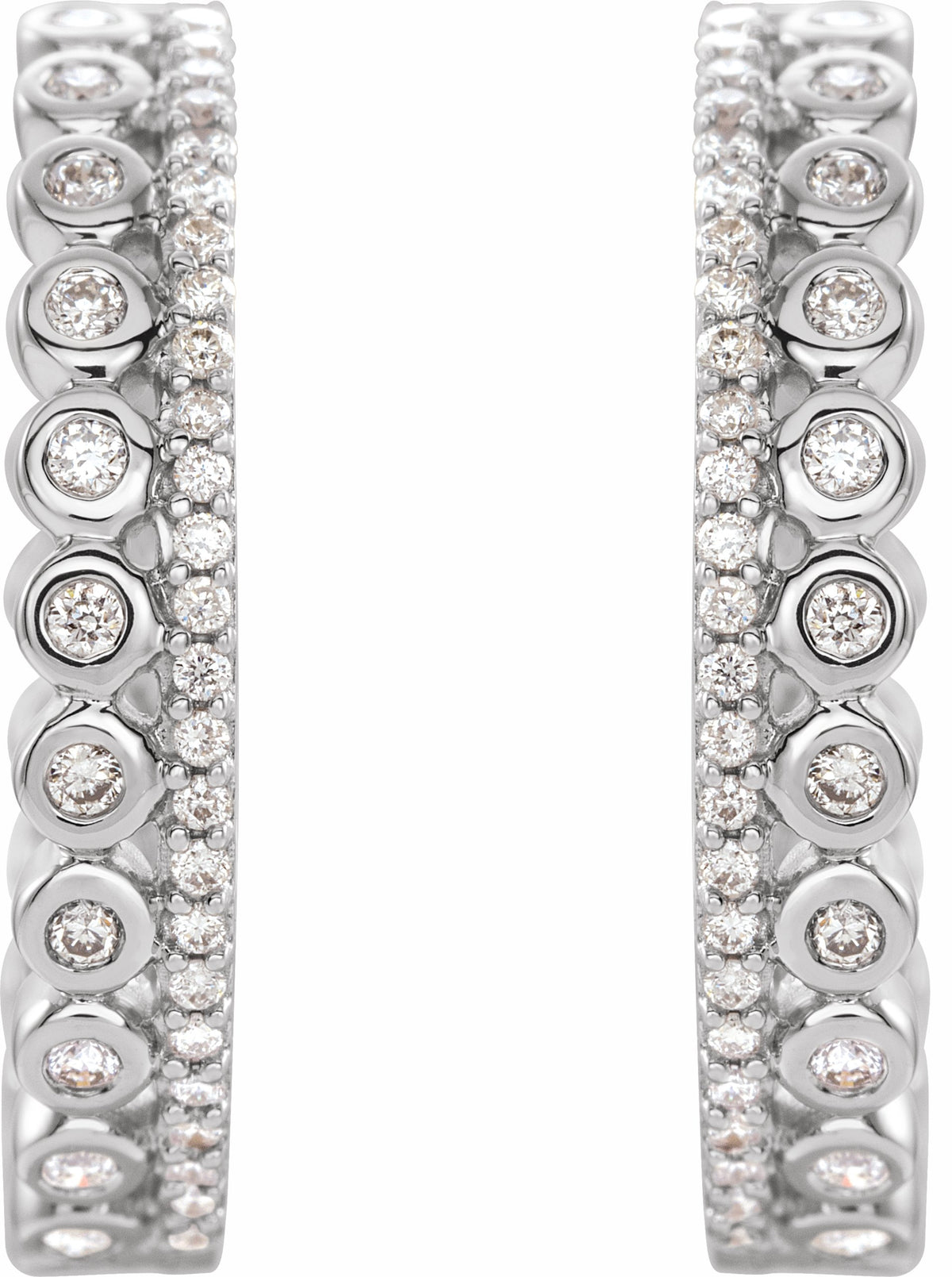 14K White 1/3 CTW Diamond Geometric Hoop Earrings