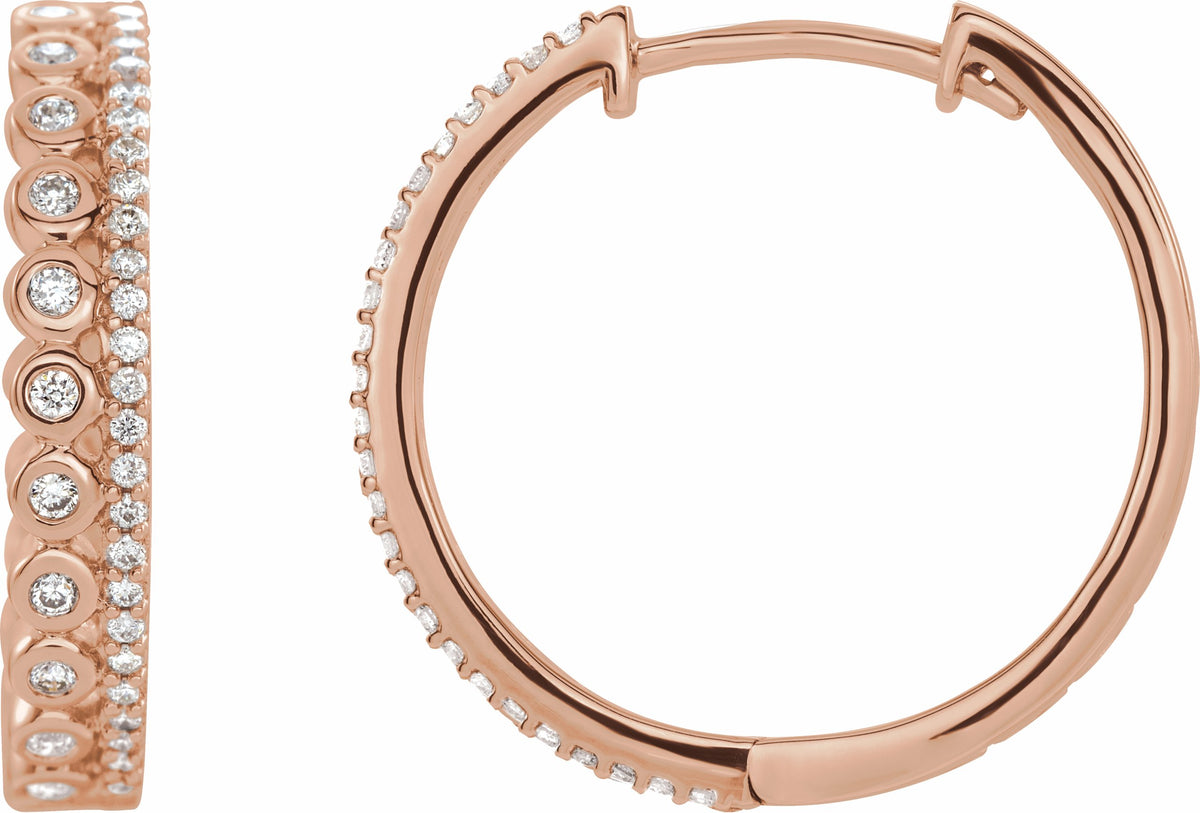 14K Rose 1/3 CTW Diamond Geometric Hoop Earrings