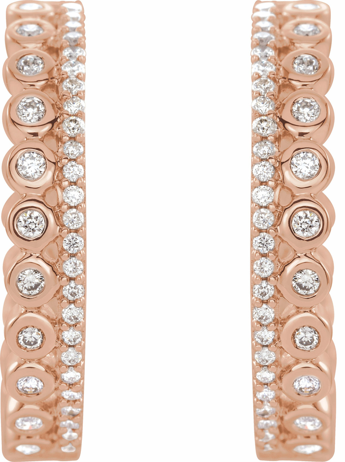 14K Rose 1/3 CTW Diamond Geometric Hoop Earrings