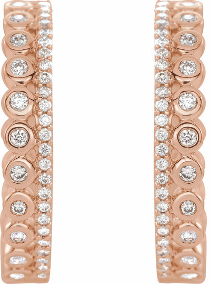 14K Rose 1/3 CTW Diamond Geometric Hoop Earrings