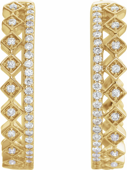 14K Yellow 1/4 CTW Diamond Geometric Hoop Earrings