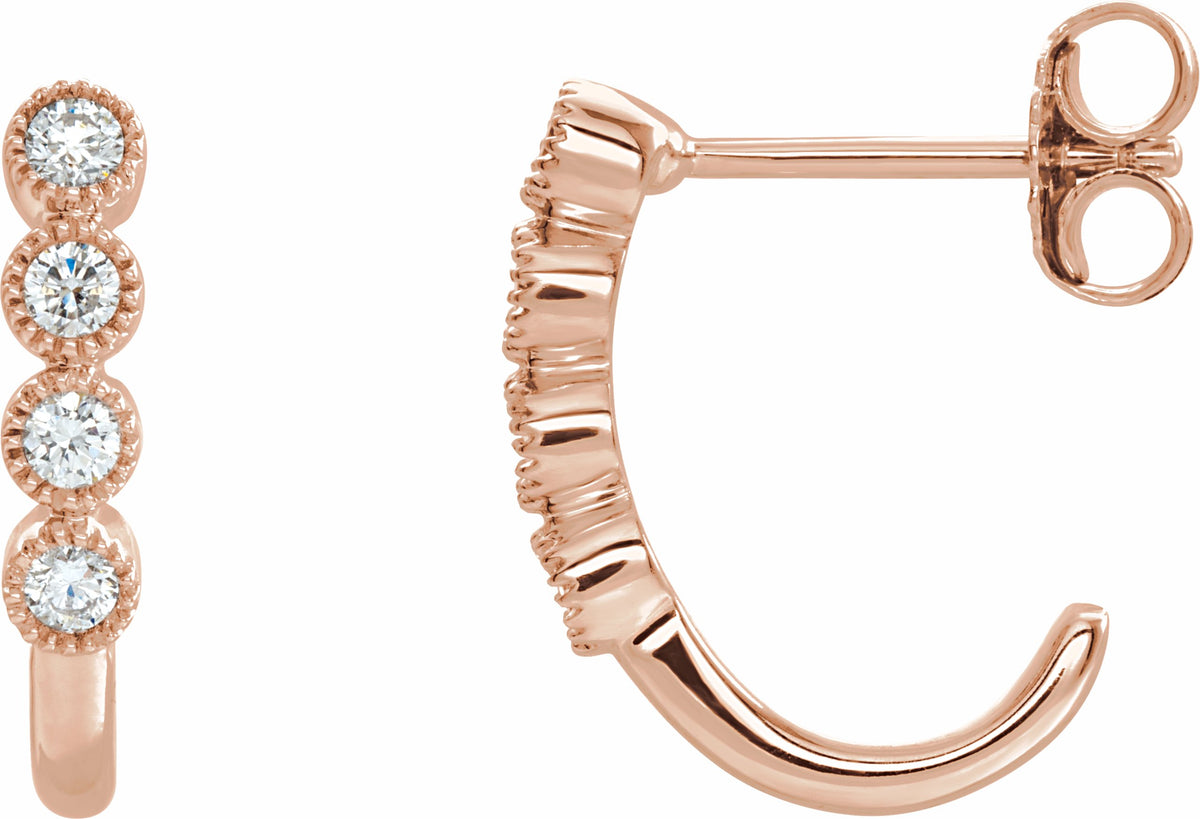 14K Rose 1/4 CTW Diamond J-Hoop Earrings