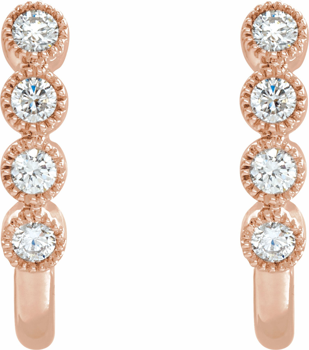 14K Rose 1/4 CTW Diamond J-Hoop Earrings