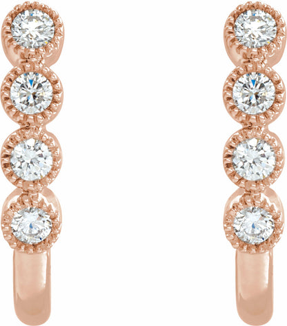 14K Rose 1/4 CTW Diamond J-Hoop Earrings