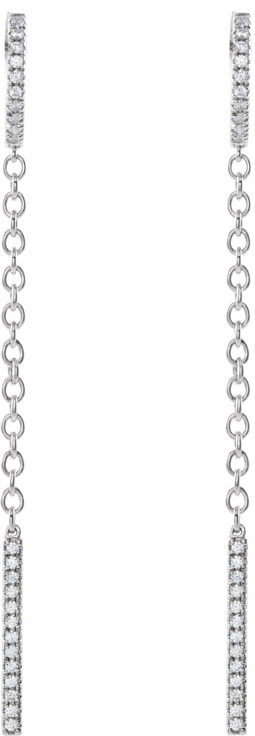 14K White 1/4 CTW Diamond Hinged Hoop Chain Earrings
