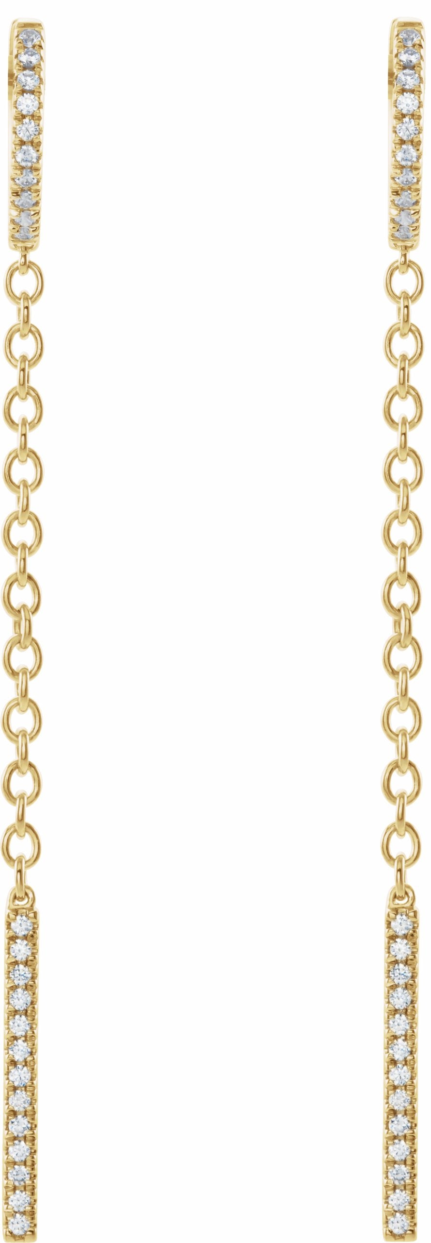 14K Yellow 1/4 CTW Diamond Hinged Hoop Chain Earrings
