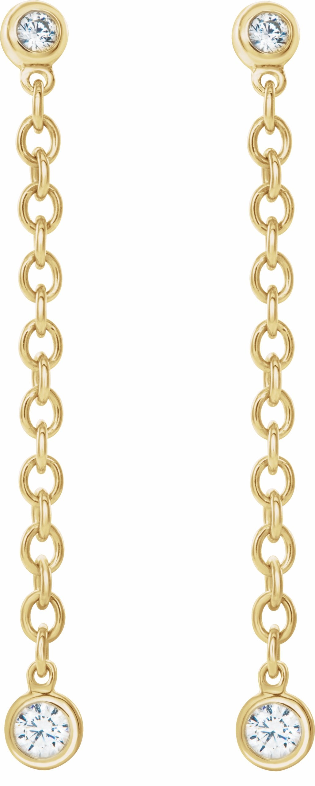 14K Yellow 1/5 CTW Diamond Bezel Set Chain Earrings