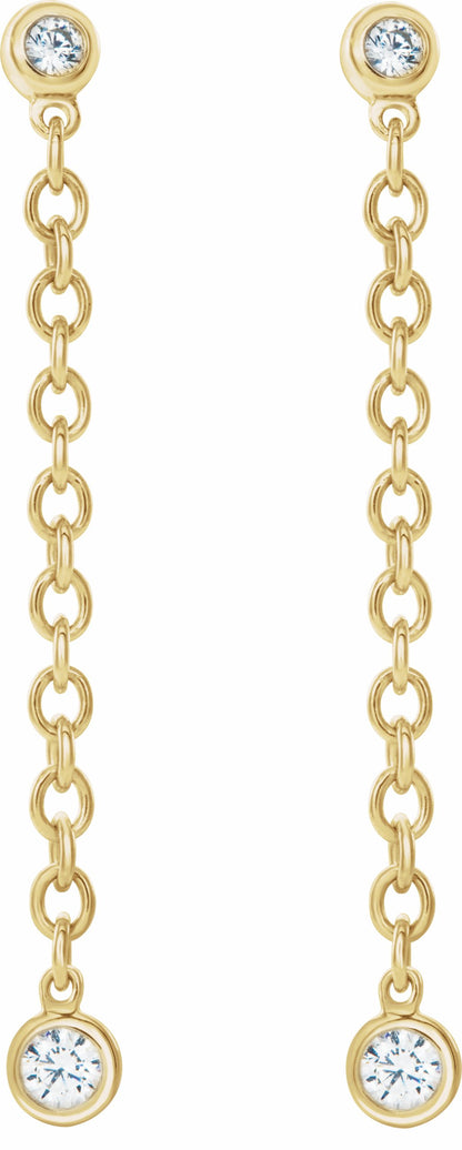 14K Yellow 1/5 CTW Diamond Bezel Set Chain Earrings