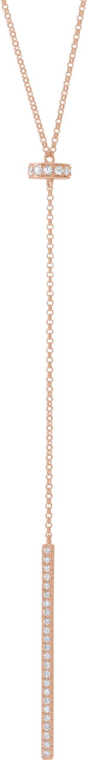14K Rose 1/4 CTW Diamond Bar Y 15-17 Necklace