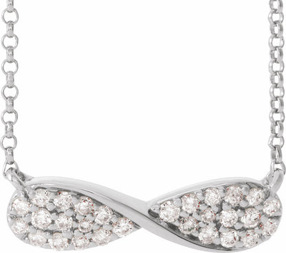 14K White 1/6 CTW Diamond Infinity-Inspired 15-17 Necklace