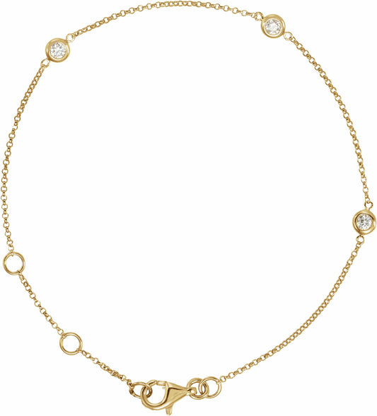 14K Yellow 1/6 CTW Diamond Bezel-Set 3-Station 5 1/2-7 Bracelet