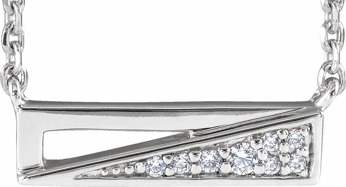 14K White .05 CTW Diamond Bar 18 Necklace