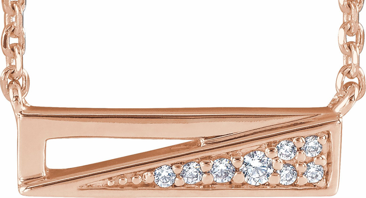 14K Rose .05 CTW Diamond Bar 18 Necklace