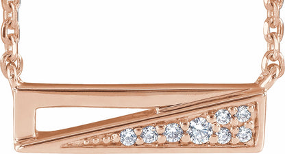 14K Rose .05 CTW Diamond Bar 18 Necklace