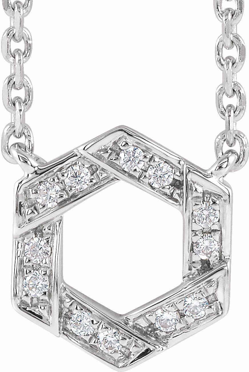 14K White .06 CTW Diamond Geometric 16-18 Necklace