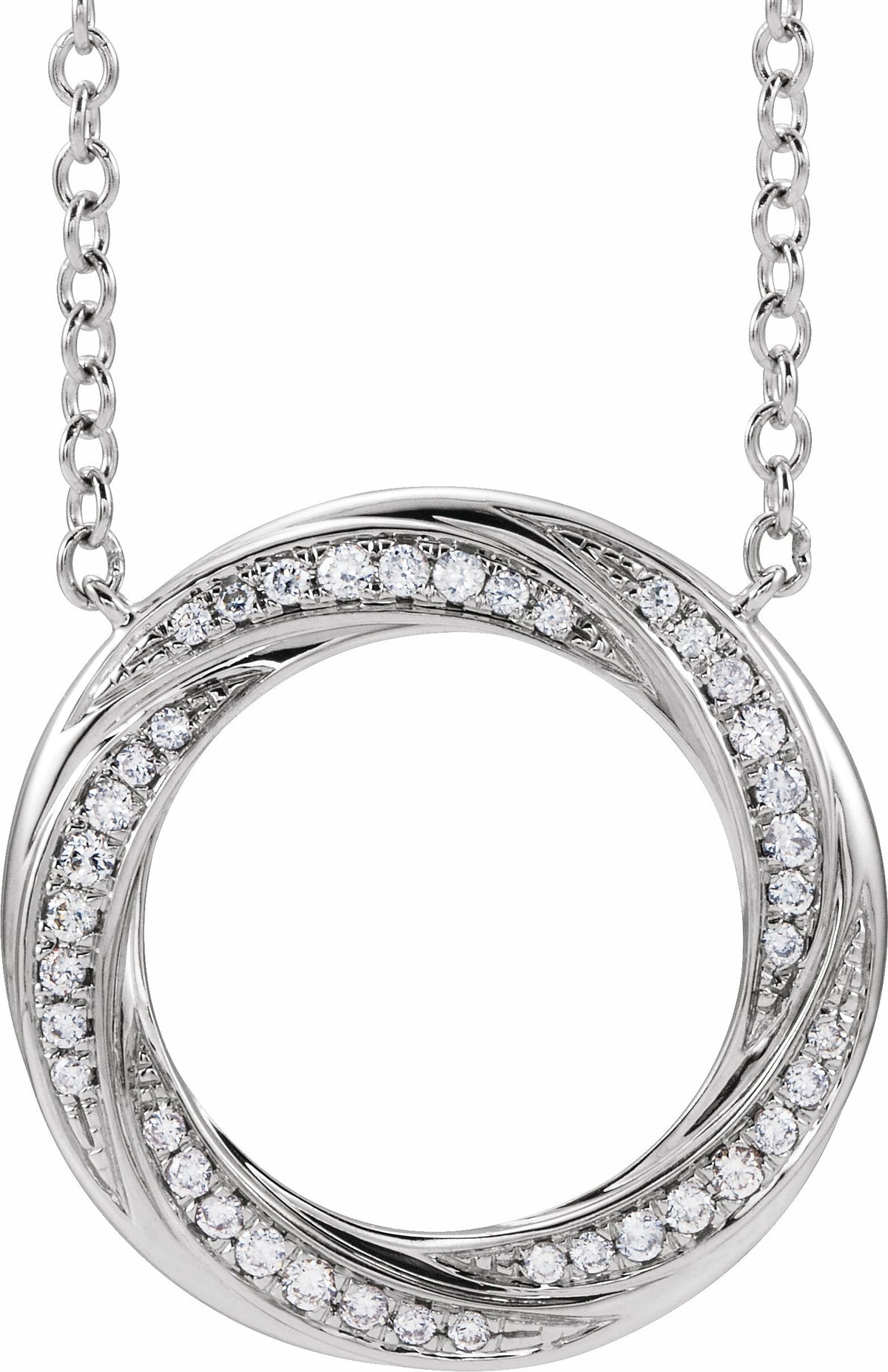 14K White 1/5 CTW Diamond Circle 16-18 Necklace