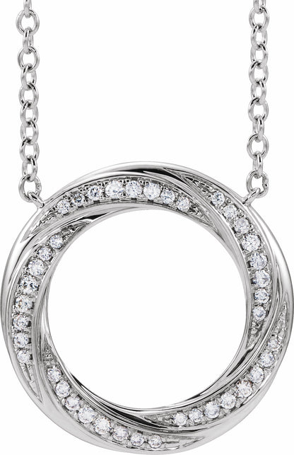 14K White 1/5 CTW Diamond Circle 16-18 Necklace