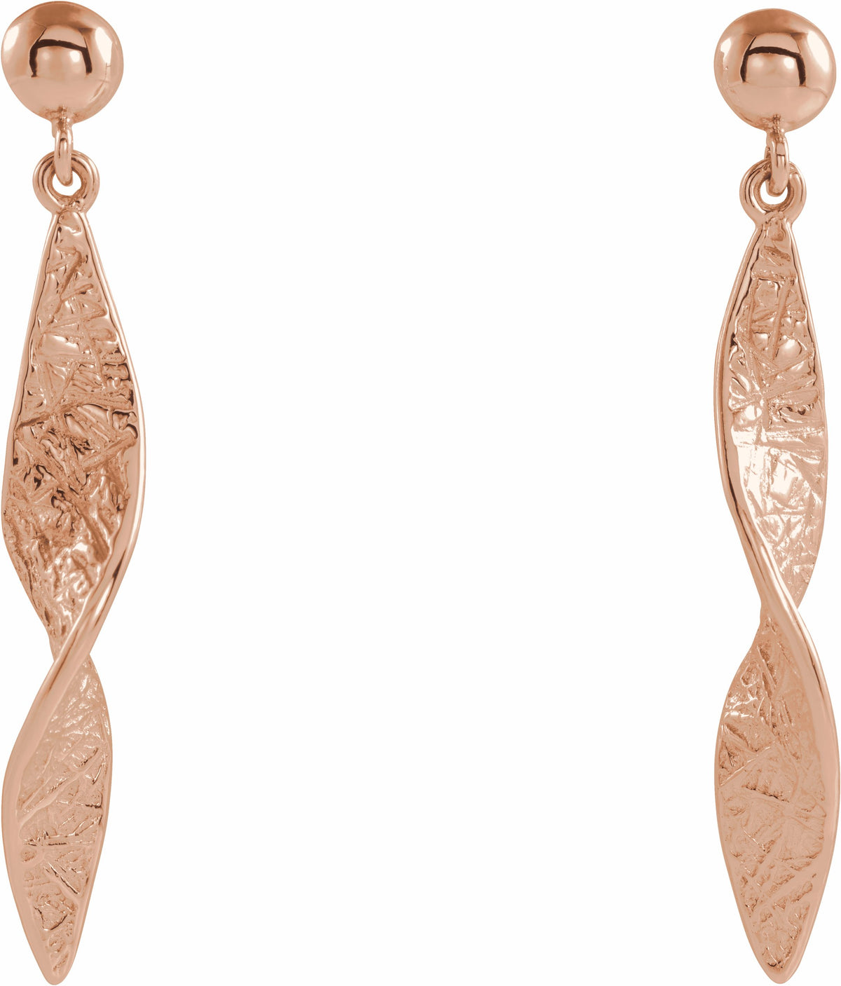14K Rose Twisted Dangle Earrings