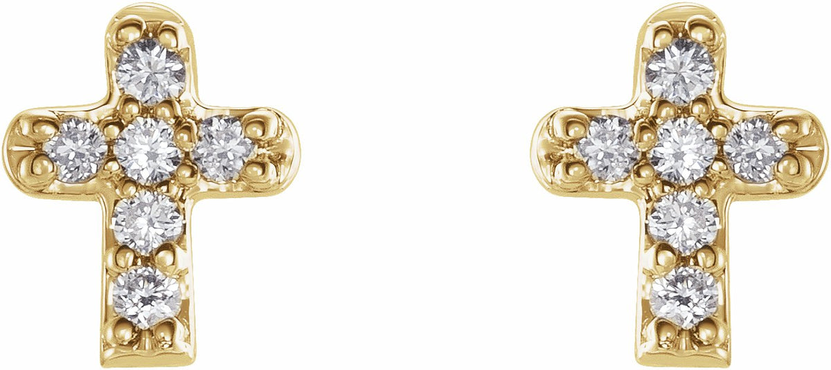 14K Yellow .06 CTW Diamond Youth Cross Earrings