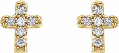 14K Yellow .06 CTW Diamond Youth Cross Earrings