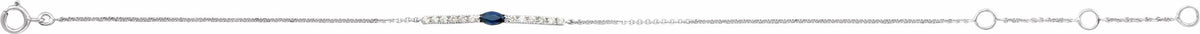14K White Blue Sapphire & .06 CTW Diamond Bar 5-7 Bracelet