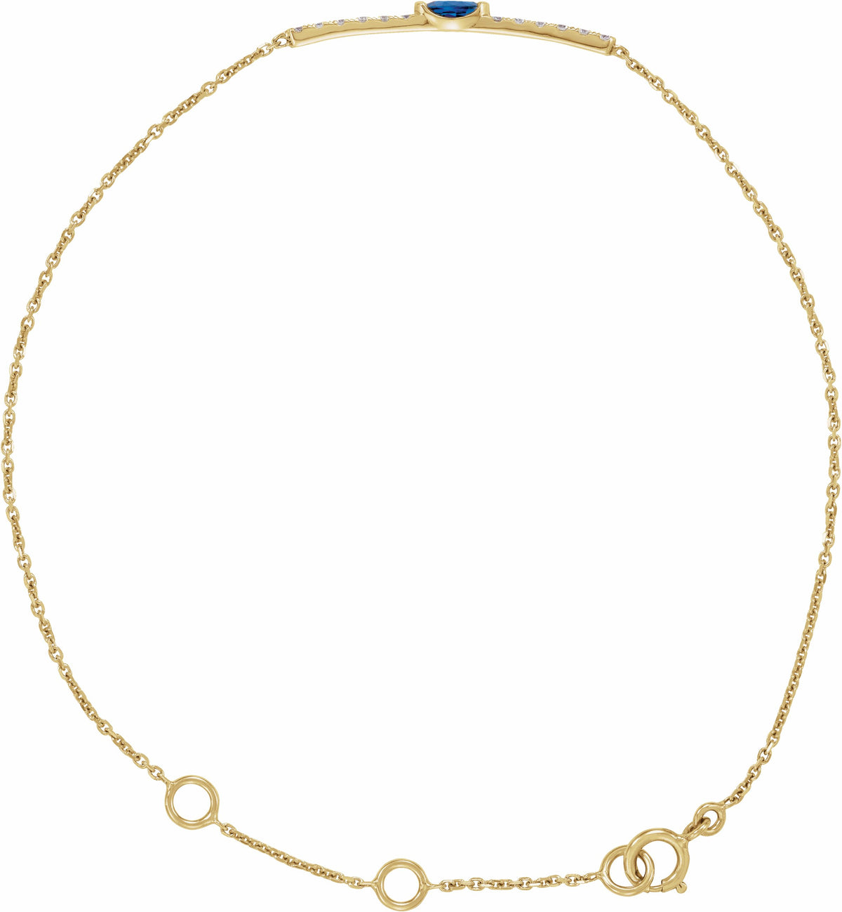 14K Yellow Blue Sapphire & .06 CTW Diamond Bar 5-7 Bracelet