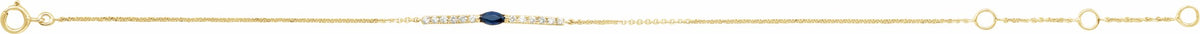 14K Yellow Blue Sapphire & .06 CTW Diamond Bar 5-7 Bracelet