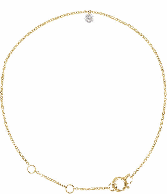 14K Yellow 1/6 CT Drilled Diamond Solitaire 6 1/2-7 1/2 Bracelet