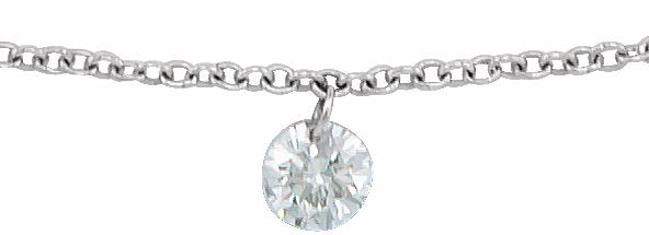 14K White 1/6 CT Drilled Diamond Solitaire 6 1/2-7 1/2 Bracelet