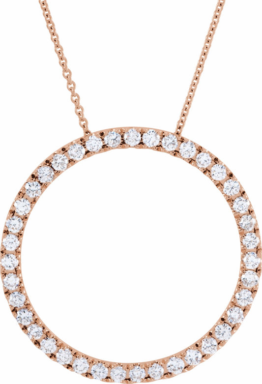 14K Rose 1 CTW Diamond Circle 18 Necklace