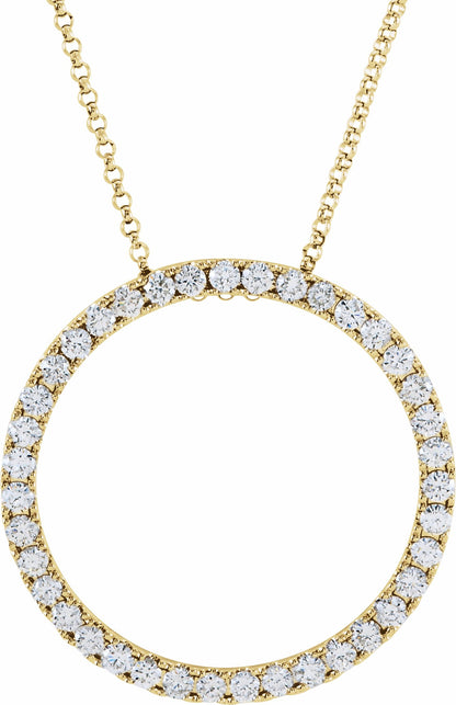 14K Yellow 1 CTW Diamond Circle 18 Necklace
