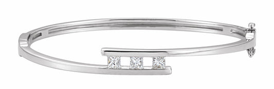 14K White 5/8 CTW Diamond Bangle Bracelet