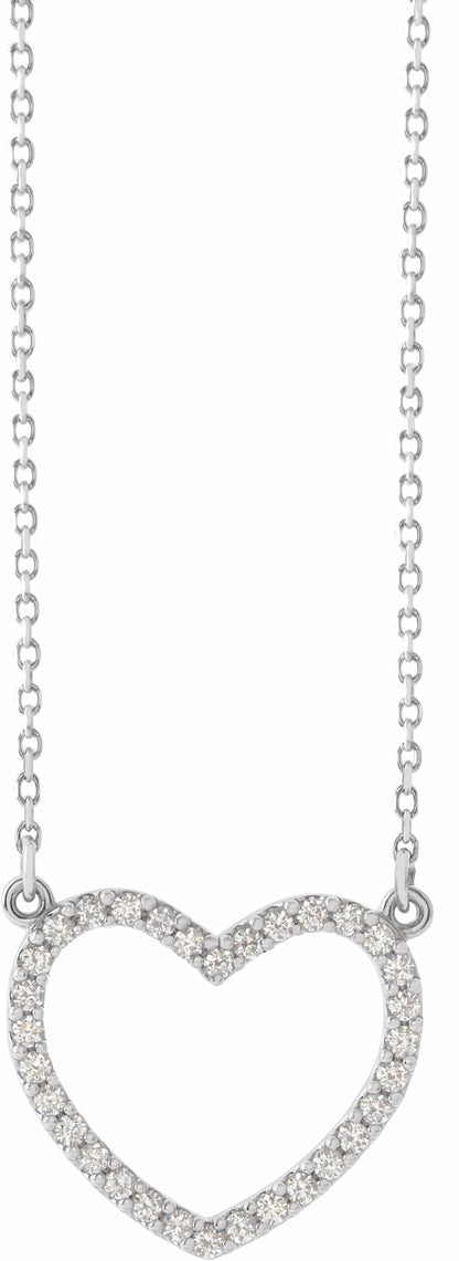 14K White 1/5 CTW Diamond Small Heart 16 Necklace