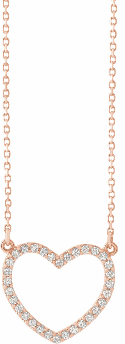 14K Rose 1/5 CTW Diamond Small Heart 16 Necklace